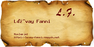 Lévay Fanni névjegykártya
